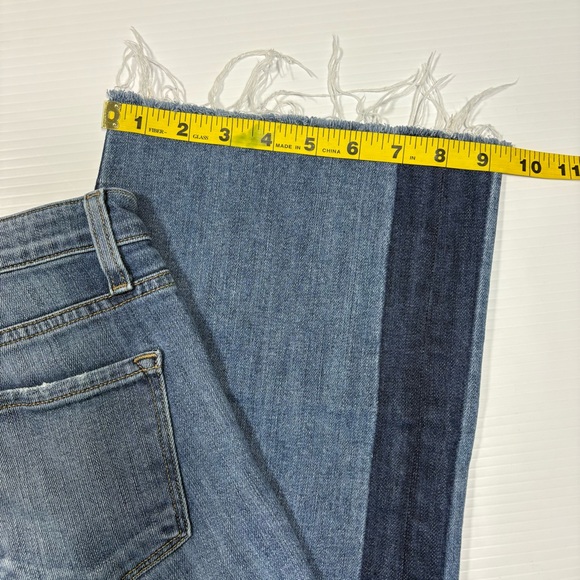 Flying Monkey Two-Tone Blue Flare Raw Hem Button Fly Jeans Sz25 - Picture 9 of 9